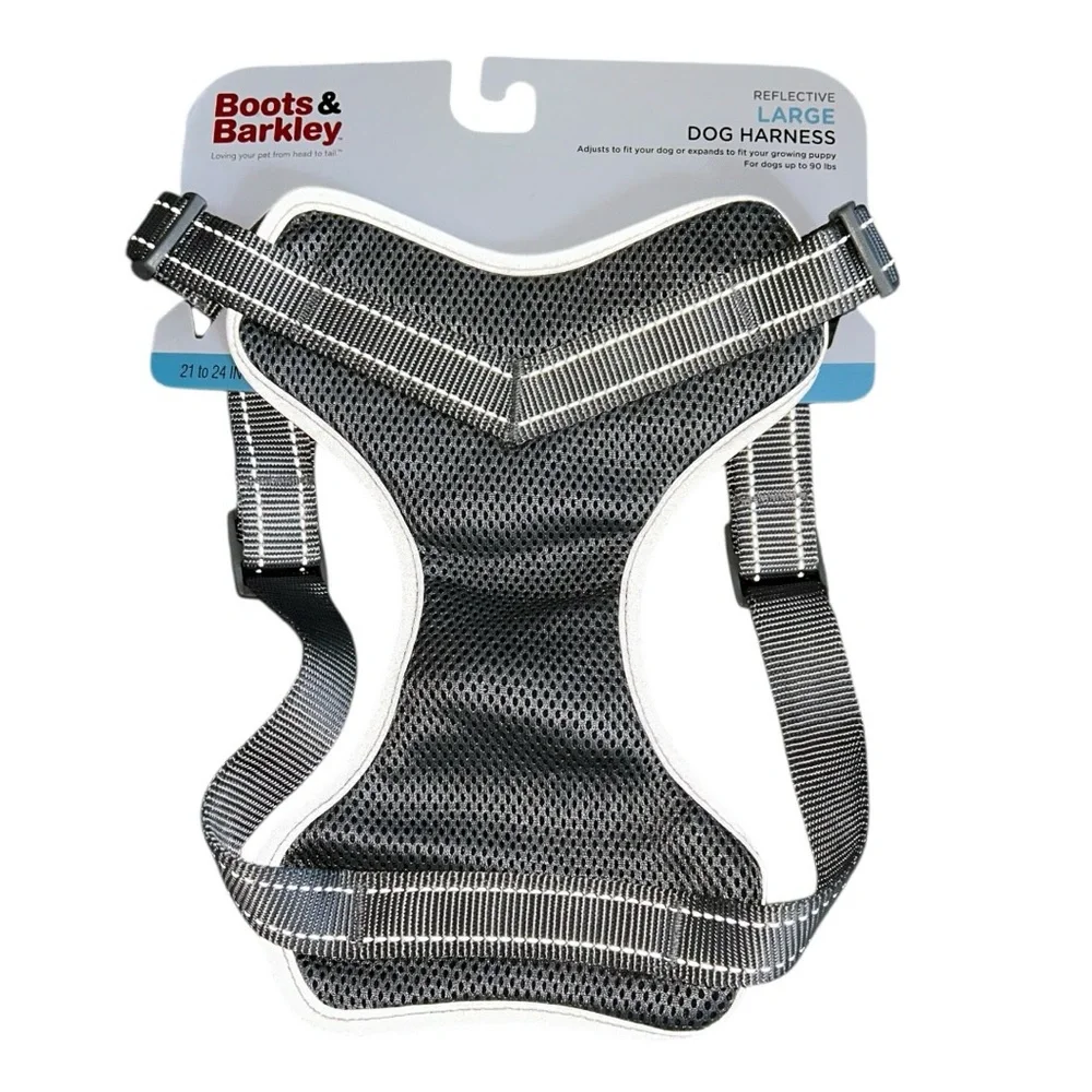 Boots & Barkley Reflective Dog Harness Large Gray Adjustable Up to 90 Ibs NWT